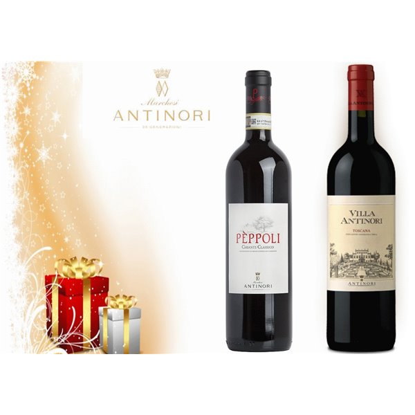 GIFT BOX : 1 BOTTLE Villa Antinori Marchesi Antinori - 1 BOTTLE Chianti Classico Peppoli Marchesi Antinori GIFT BOX : 1 BOTTLE Villa Antinori Marchesi Antinori - 1 BOTTLE Chianti Classico Peppoli Marchesi Antinori