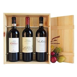 CONFEZIONE REGALO: Cassa in legno Originale -La Tradizione- con I vini Dei Marchesi Antinori