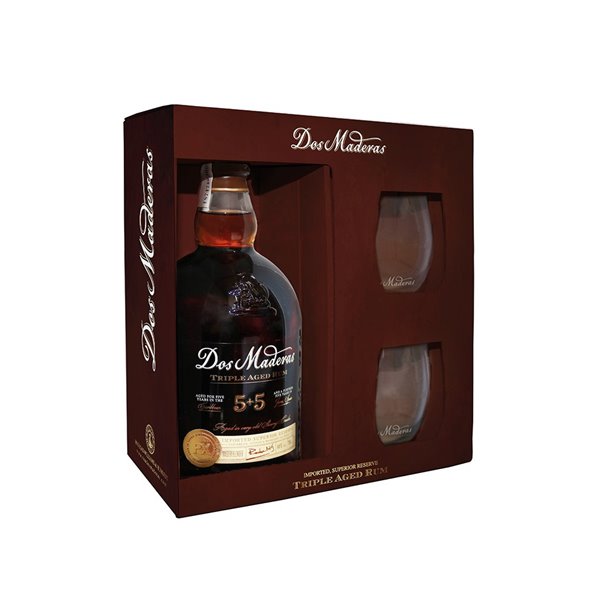 RON DOS MADERAS P.X. 5+5 AÑOS - 1 bottle of 0,70l. and 2 glasses - WILLIAMS & HUMBERT - m RON DOS MADERAS P.X. 5+5 AÑOS - 1 bottle of 0,70l. and 2 glasses - WILLIAMS & HUMBERT - m