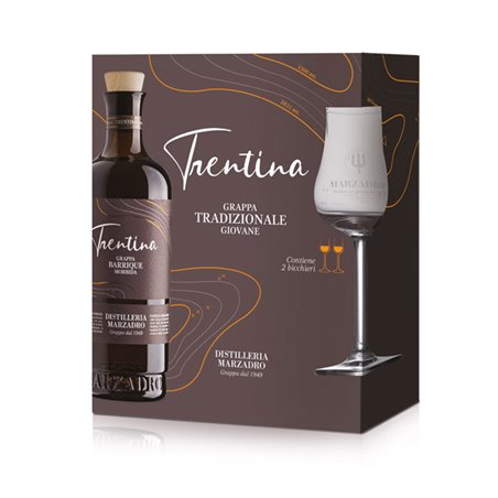 Gift Box -La Trentina Morbida (50 cl.) + 2 bicchieri Tulipe - Marzadro