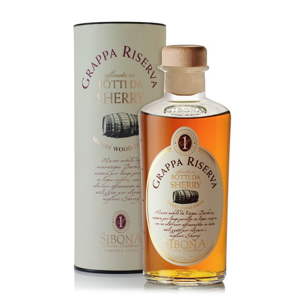 Grappa Riserva aged in Sherry barrels - Distilleria Sibona 0.5 l. Grappa Riserva aged in Sherry barrels - Distilleria Sibona 0.5 l.