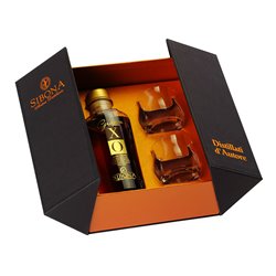 Distilleria Sibona - Exhibition Gift Set Sibona 1 bt. Grappa XO With 2 Glasses 0,5 l.