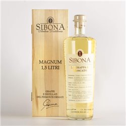 Distilleria Sibona - Geschenkpackung Grappa di Moscato MAGNUM mit Holzkiste 1,5 lt