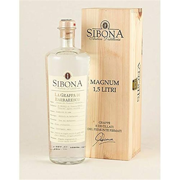 Distilleria Sibona - Geschenkpackung Grappa di Barbaresco MAGNUM mit Holzkiste 1,5 lt Distilleria Sibona - Geschenkpackung Grappa di Barbaresco MAGNUM mit Holzkiste 1,5 lt