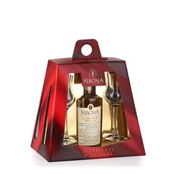 Distilleria Sibona - Confezione Piramide 1 bt. 50cl Grappa di Moscato e 4 bicchieri degustazione