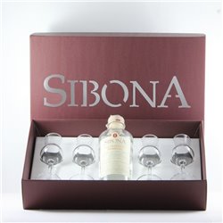 Distilleria Sibona - Confezione regalo Poker 1 bt. 50cl Grappa di Moscato e 4 bicchieri degustazione