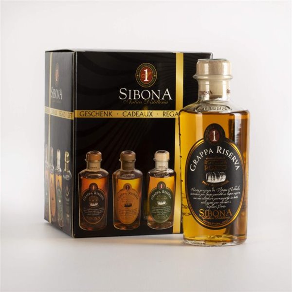 Distilleria Sibona - Confezione Regalo degustazione Grappe Riserva Botti da Porto, da Whiskey, da Madeira, Amaro Sibona (4x50cl) Distilleria Sibona - Confezione Regalo degustazione Grappe Riserva Botti da Porto, da Whiskey, da Madeira, Amaro Sibona (4x50cl)