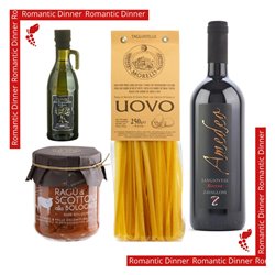 Cena romantica per 2 Persone -  Tradizioni dell'Emilia Romagna - Ragù Alla Bolognese &  Tagliatelle  &  Sangiovese