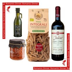 Romantic Dinner for 2 People - Traditions of  Marche  -  Penne Integrali &  Ragù di Speck  &  Rosso Conero