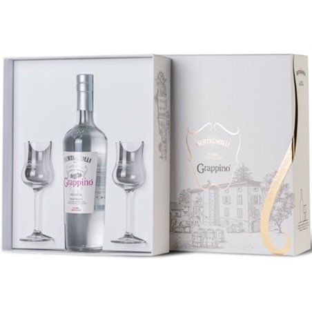 Bertagnolli - Grappino Premium Bianco Kiste mit 2 Bechern (38% Vol. - 0.70 Lt)