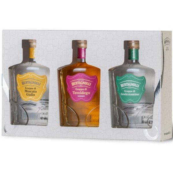 Bertagnolli - Schachtel mit 3 Grappas - Tero Bia, Gewü Bia, Mosc Bia (42% Vol.- 0.20 Lt) Bertagnolli - Schachtel mit 3 Grappas - Tero Bia, Gewü Bia, Mosc Bia (42% Vol.- 0.20 Lt)