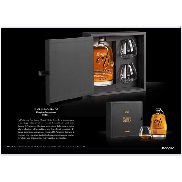 Bonollo La Grand Opera - Grappa di Amarone Barricata 0,70cl con due bicchieri La Boule Bonollo La Grand Opera - Grappa di Amarone Barricata 0,70cl con due bicchieri La Boule